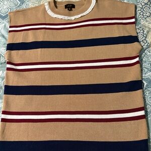 Striped Tan Sleeveless Sweater (XL)